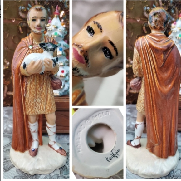 Vintage Holland Mold 1960s Swarovski Jeweled Nativity Set 9pc Handmade - Picture 11 of 15